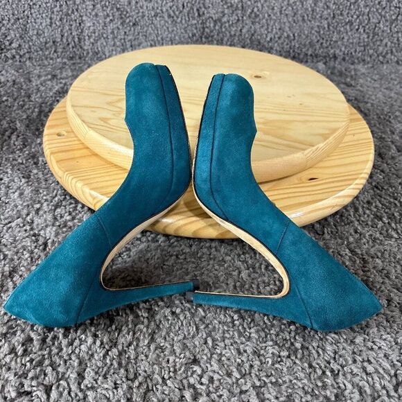 LK Bennett Suede Pumps Womens 9 Blue Slip On Round Toe Stiletto Made in Spain - Picture 7 of 10